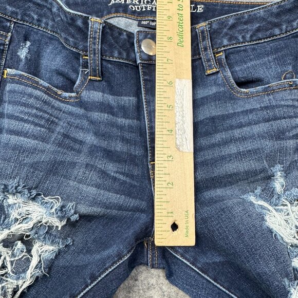 American Eagle Jeans Womens 8 Long Jegging 360 Super Stretch Distressed Skinny - Picture 9 of 13